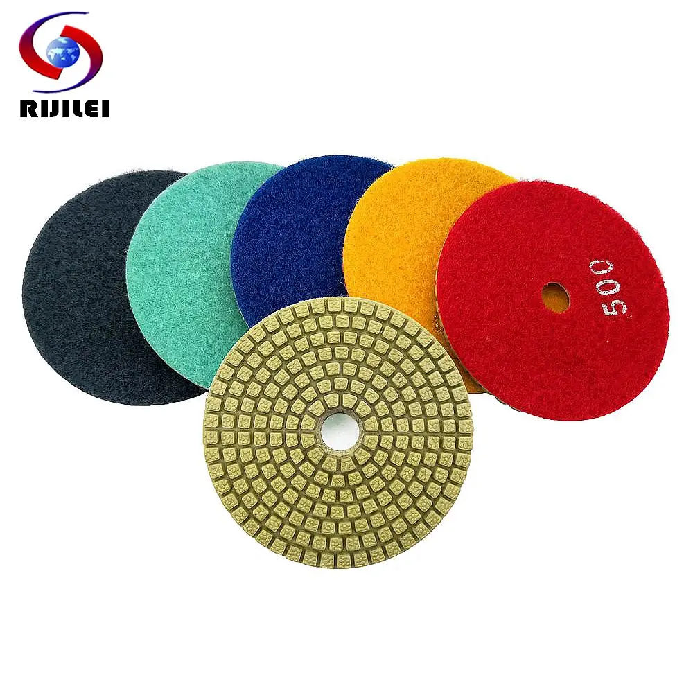 7Pcs/Lot High Quality 4Inch Marble Polishing Pad 100mm Diamond Polishing Pad Wet Grinding Disc for Ceramic Tile Concrete WPD12