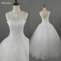 Customized ZJ9036 Lace White Gown Dresses For Wedding 2025 Bride Plus Size Maxi Customer Made 4 6 8 10 12 14 16 18 20 22 24 26