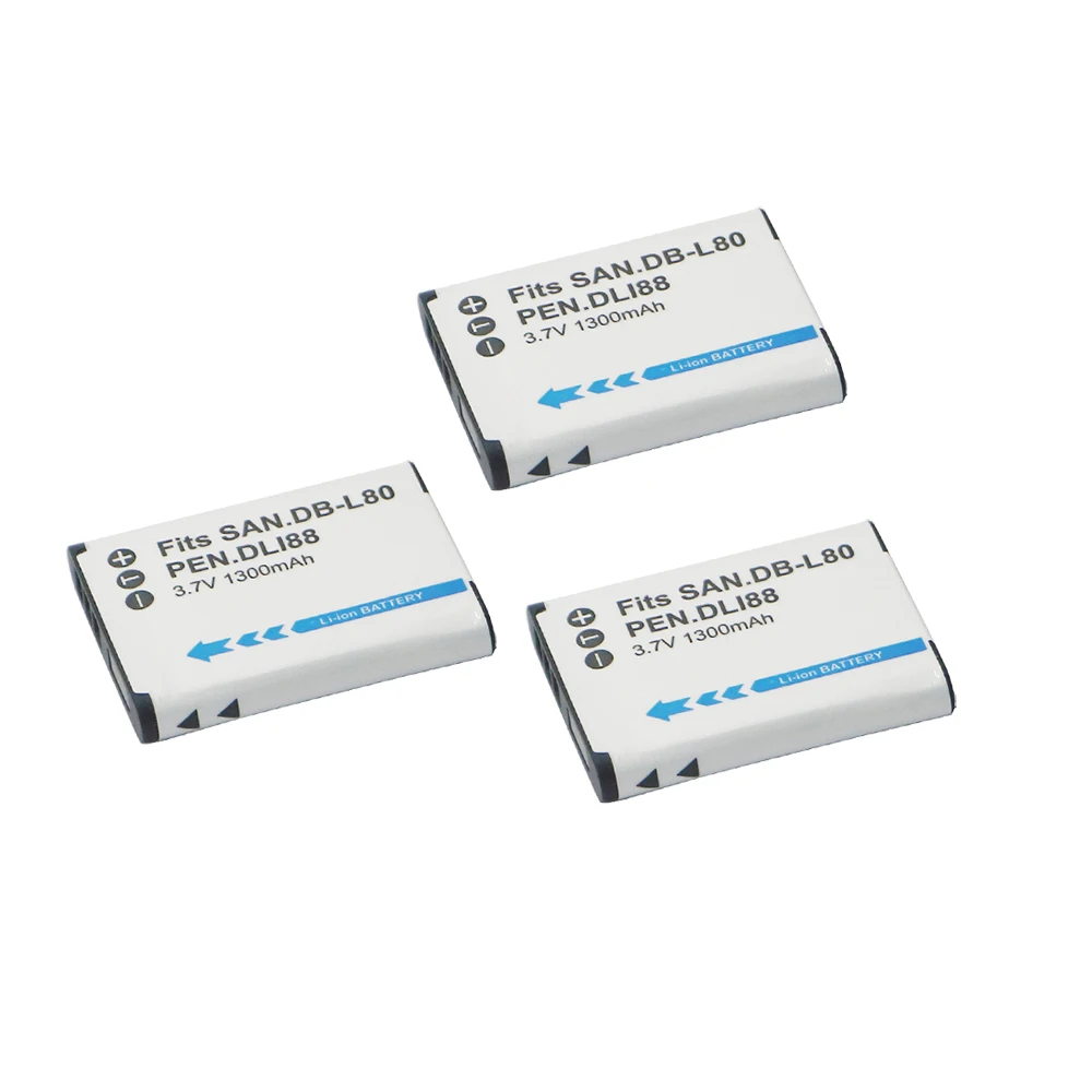 

3Pcs D-LI88 D LI88 DB-L80 Rechargeable Batteries DB L80 For Sanyo VPC-CG10 VPC-CG20 For PENTAX VPC-CG88 CG100 Camera Battery