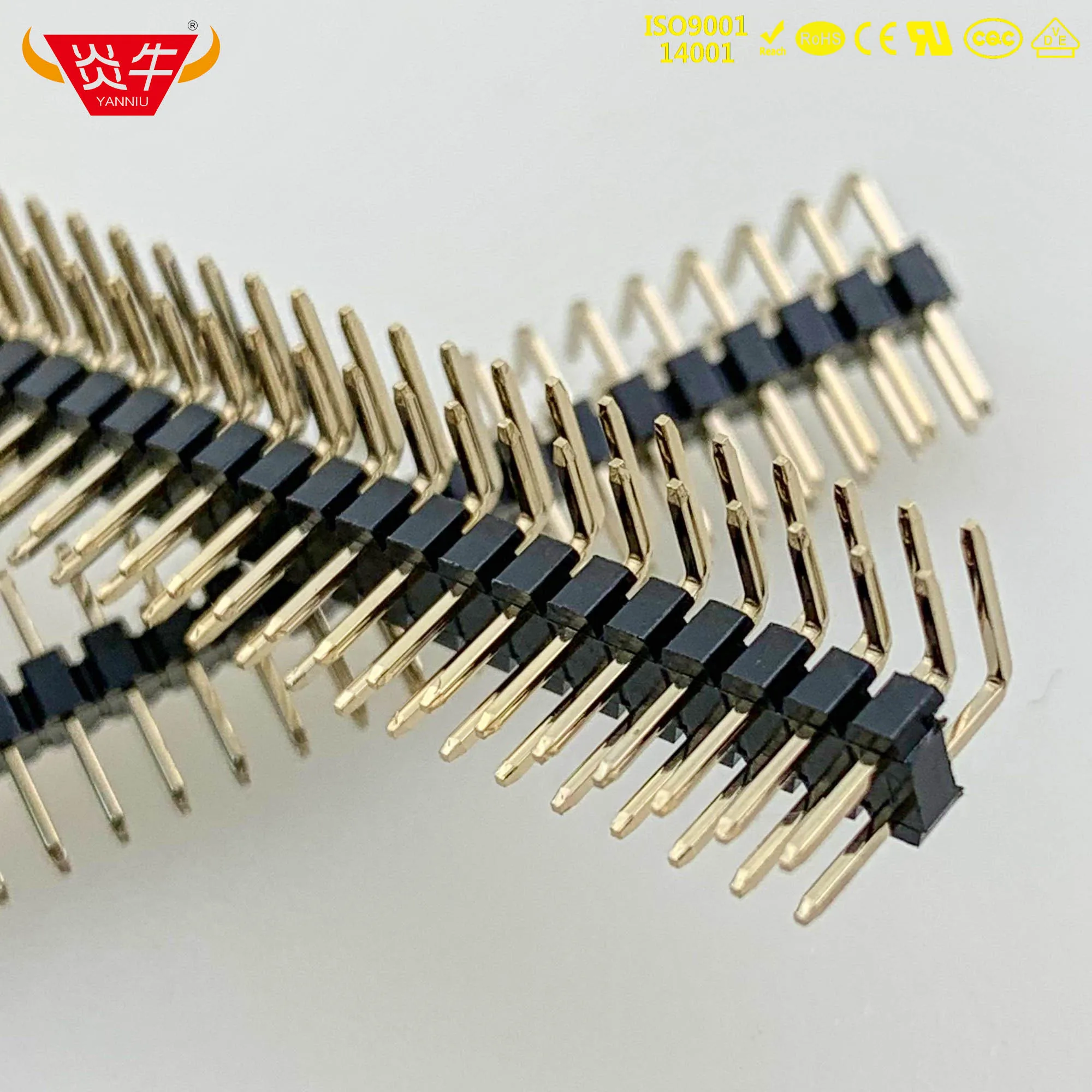 50Pcs 1.27mm PITCH 2X50P 100PIN MALE STRIP CONNECTOR SOCKET DOUBLE ROW RIGHT ANGLE PIN HEADER  HIGH TEMPERATURES GOLD-PLATED