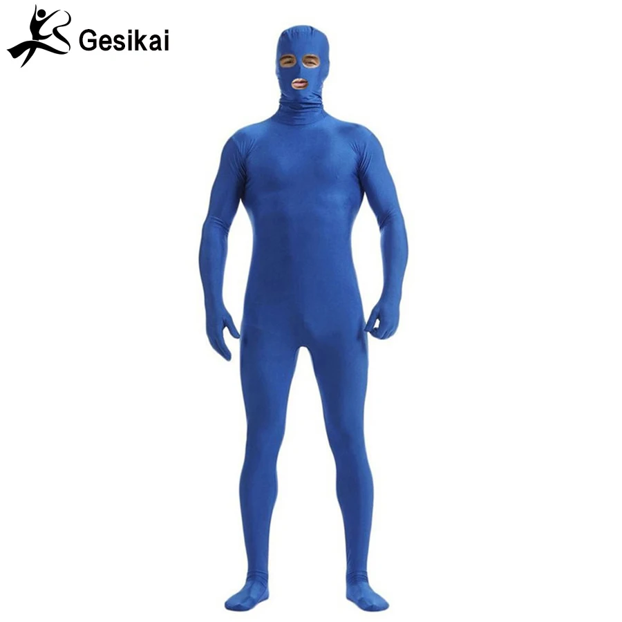 Men's Open Eyes and Mouth Zentai Full Bodysuit Custom Made Back Zipper Tights Suit Men's Fancy Full Bodysuit Halloween Costumes