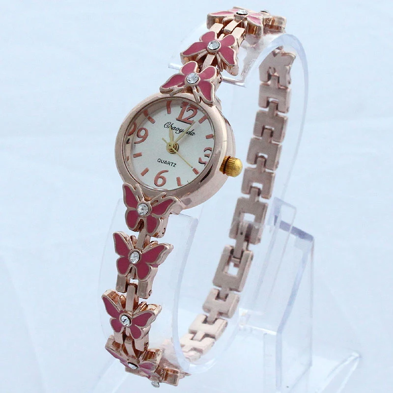 드롭 배송 패션 나비 스트랩 팔찌 숙녀/여자/여자 석영 아날로그 스테인레스 스틸 bowknot 시계 손목 시계 o59