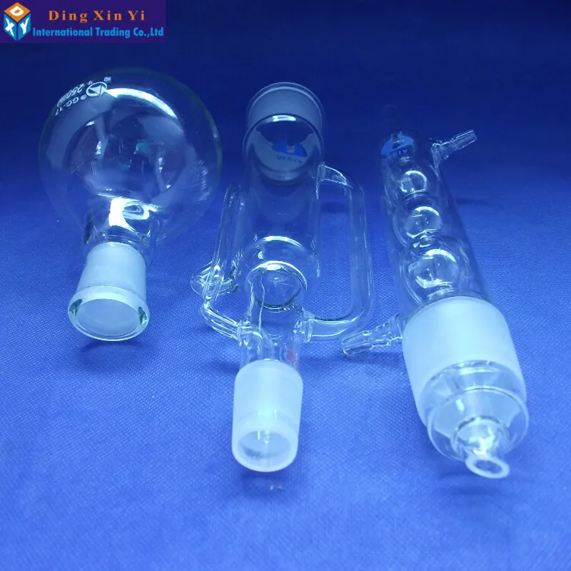 250ml Glass Soxhlet extractor,Extraction Apparatus soxhlet with bulbed condenser,condenser and extractor body,Lab Glassware