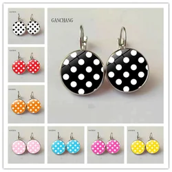 8 color wave point round glass cabochon earrings jewelry fashion earrings women's gift