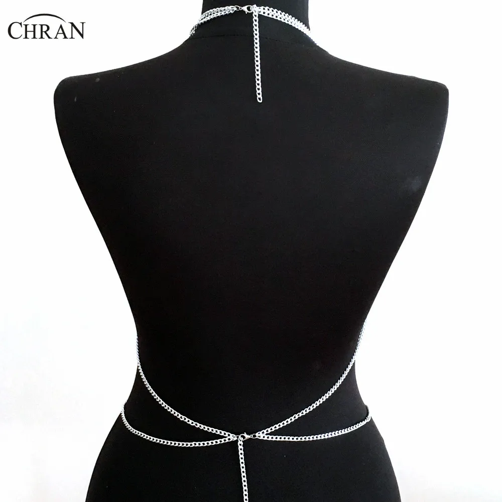 Chran 2017 Collar Statement Necklace Women Sexy Beach Chain Bikini Bra Wear Slave Harness Necklace  Bralette Jewelry CRBJ919