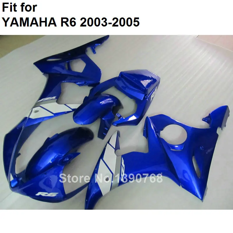 Motorcycle fairing kit for Yamaha YZF R6 2003 2004 2005 blue white body work parts fairings set YZFR6 03 04 05 BC16