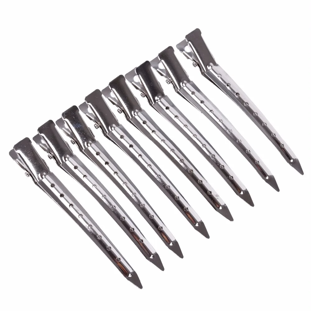 

10Pcs 9cm Hair Extension Section Snap Wig Clips In Stainless Steel Metal