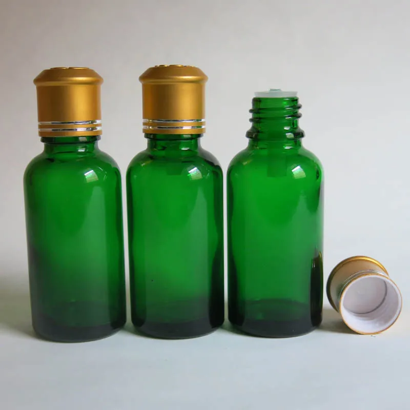 Wholesale 100pcs  30ml Green Glass Bottle With Cap ,30 ml Essential Oil Bottle, Electronic 1 ounceLiquid bottle wholesale