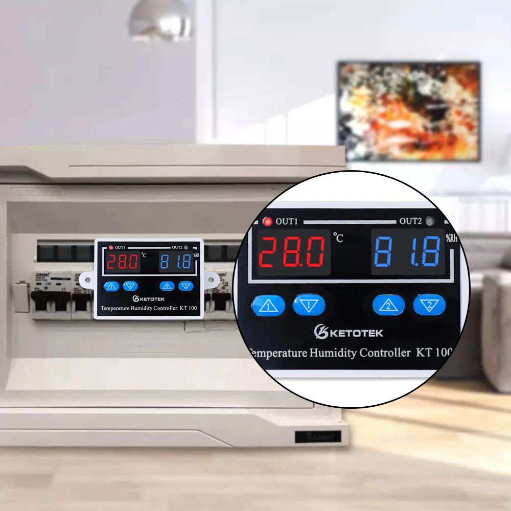 Imagem -02 - Termostato de Saída Direta Kt100 Controlador Digital de Temperatura e Umidade Hygroom 10a Controle de Temperatura