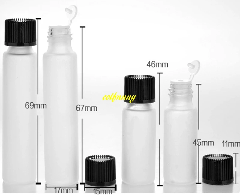 1000pcs/lot  Fast shipping 10ML 5ml Essential Oil Bottles Small Matte Transparent Glass Sample Vials with orifice