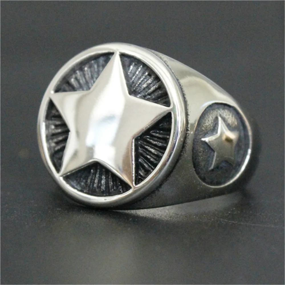 4 Color Star Ring 316L Stainless Steel Jewelry Cool Band Party Personal Design Ring