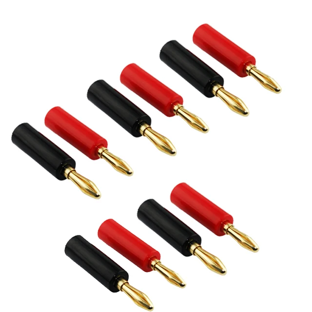 10pcs/ lot Gold Plated 4mm Amplifier Musical Speaker Cable Wire Pin Screw Banana Plug 4mm