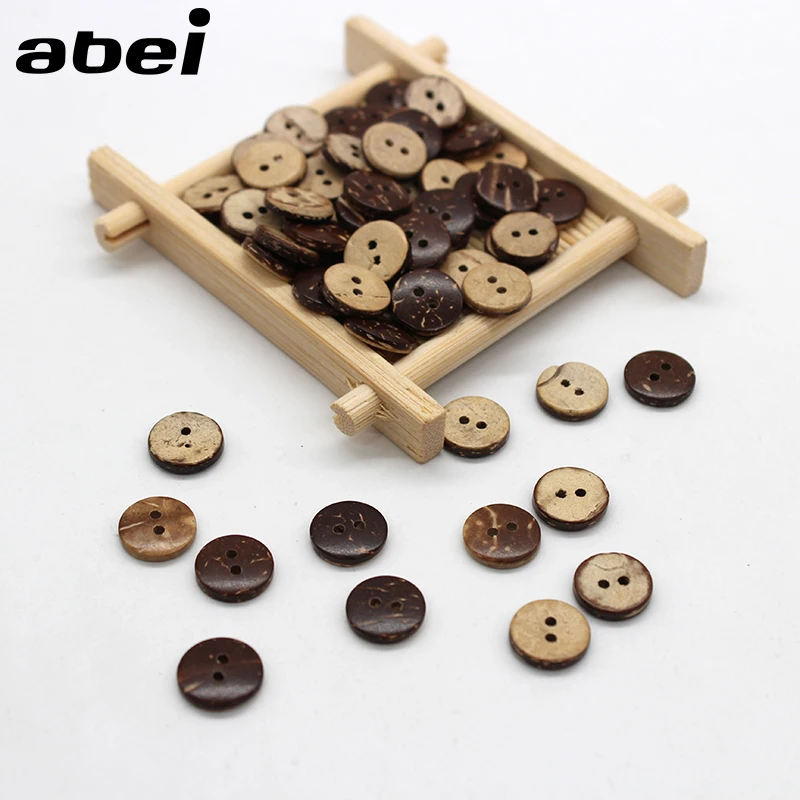 100pcs/lot 11mm Natural Coconut Buttons Diy Sewing Garment Accessories Wooden Flatback button for Scrapbooking Decoration