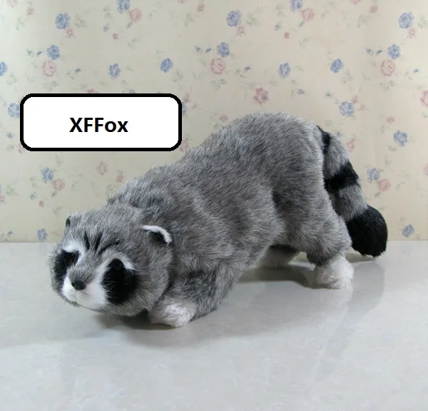 

new real life raccoon model plastic&furs simulation gray raccoon doll gift about 32x12x15cm xf1638