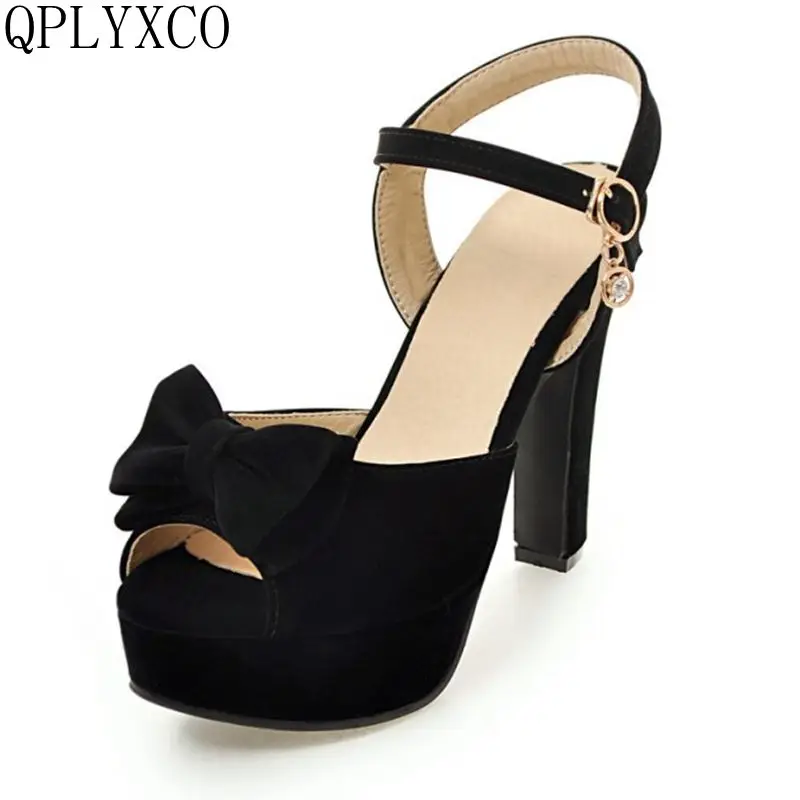 QPLYXCO New Elegant women shoes Big Size 31-47 PeepToe High Heels(12CM) Sandals Platform party wedding Shoes Woman Sandal 161-15