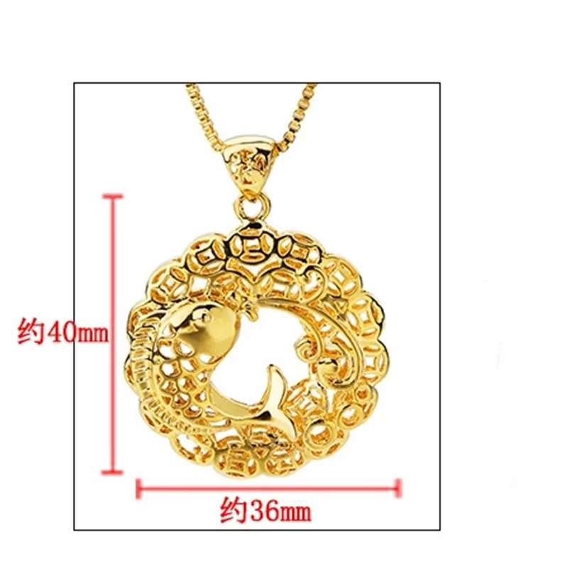 OMHXFC – pendentif avec breloque en or véritable 18kt pour femme et femme, pièce de monnaie carpe creuse, cadeau de fête d'anniversaire ou de mariage, vente en gros, mode européenne, unisexe, PN18