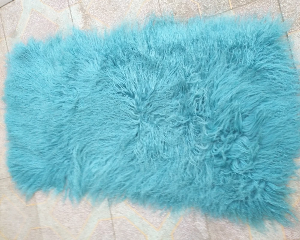 Fluffy Tibetan Fur Rug Real Mongolian Lamb Fur Plate Sofa Carpet Doll Wig Accessory Christmas