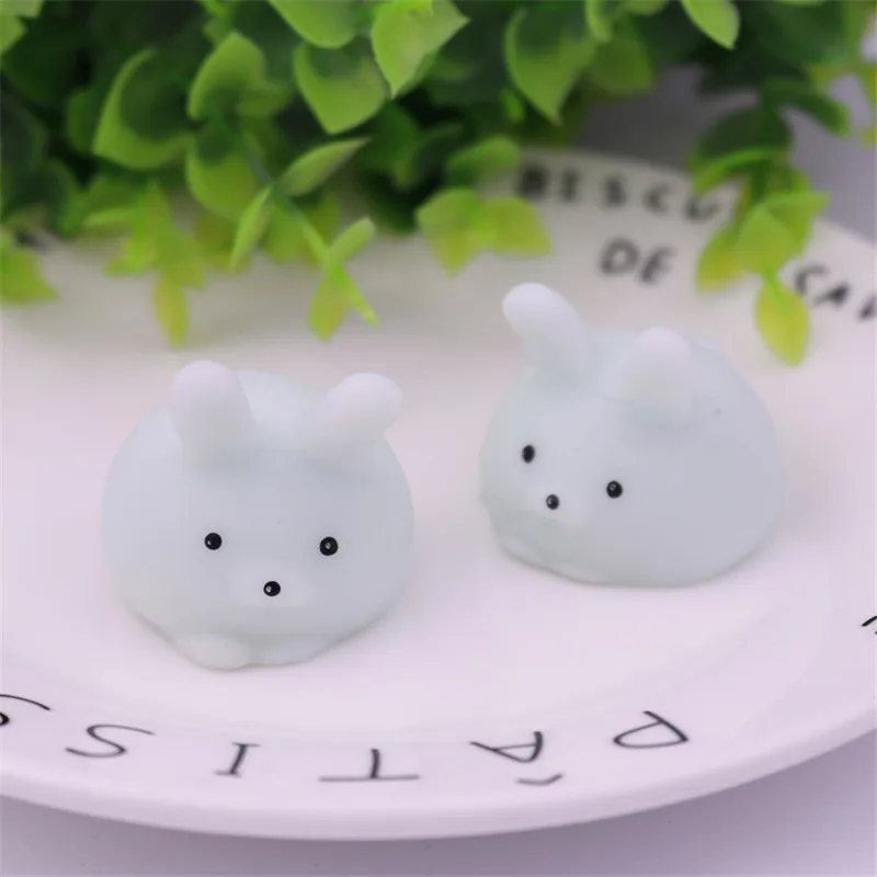 Squishy Bunny Rubber Toys for Kids, Desenhos Animados Fofos, Anti-Stress, Engraçado, Apaziguador do Stress, Charme de Simulação, Rebounding Lento, Brinquedos, 2Pcs, Lotes