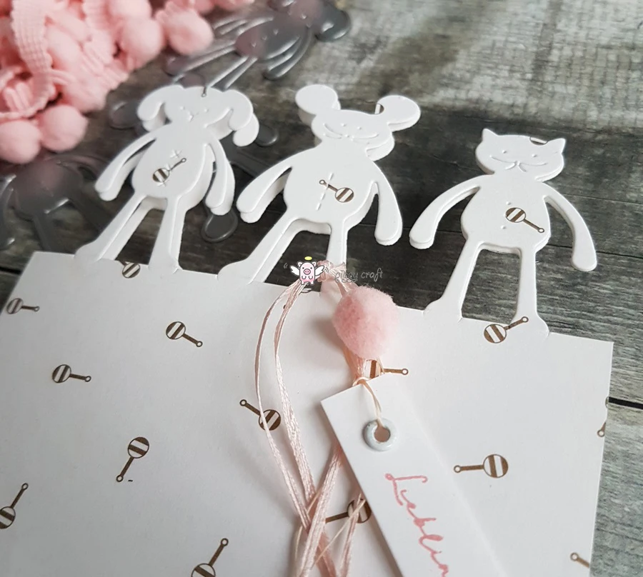 Piggy Craft metal cutting dies cut die mold Mouse cat dog animal Scrapbook paper craft knife mould blade punch stencils dies