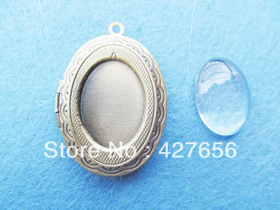 1 Sets Large good Polishing Antique bronze Oval Caved Picture Frame Case/Box & clear glass Cabochon Pendant Charm/Finding