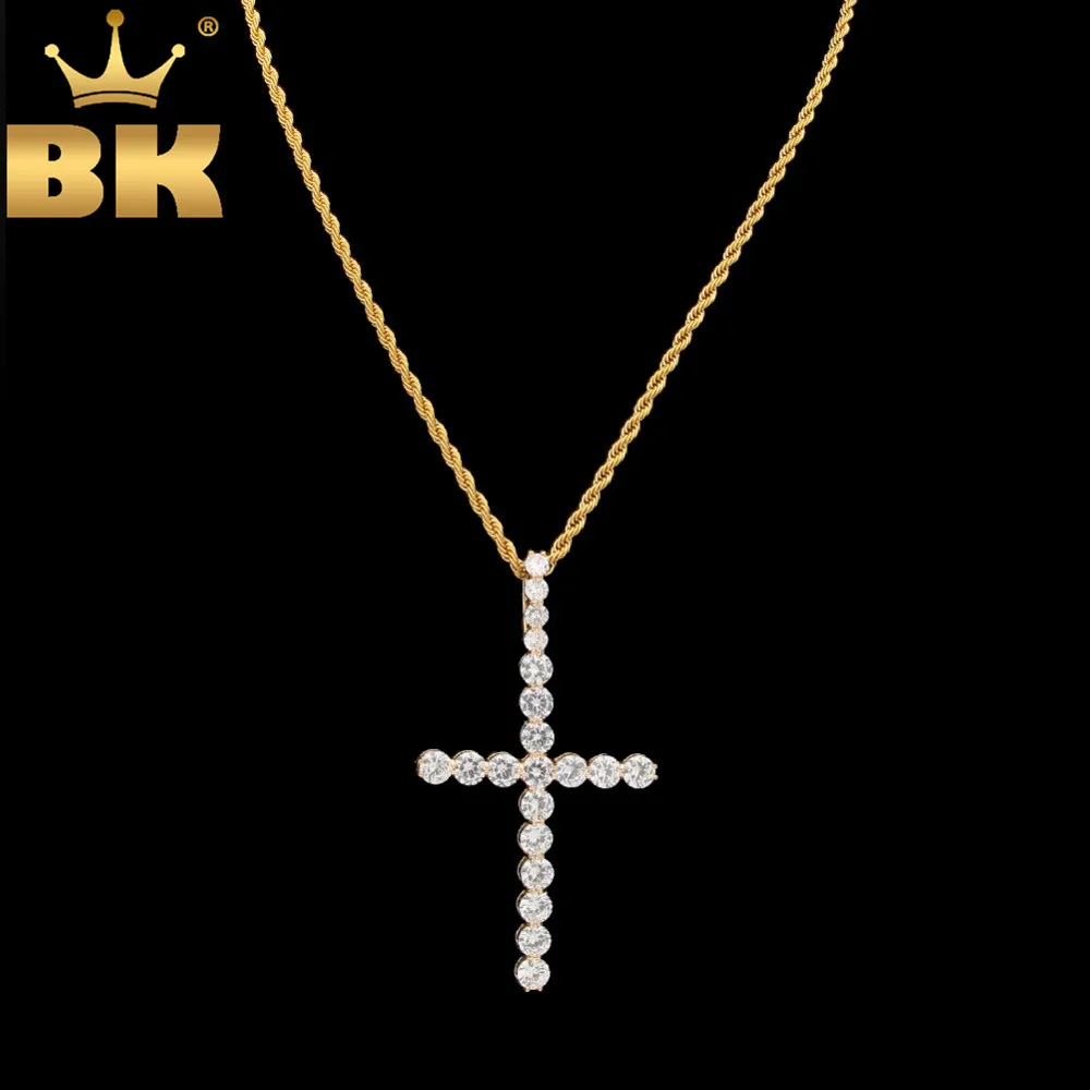 

Cross Thin And Long Silver Color Cross Necklace Pendant Iced Out Cubic Zirconia Hiphop Fashion Jewelry For Men