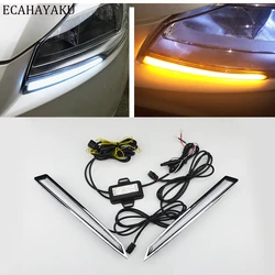 1 Pair Led Car Drl For Ford Kuga Escape 2013 2014 2015 12v Daytime Running Lights Daylight With Yellow Turn Signal Fog Lamp