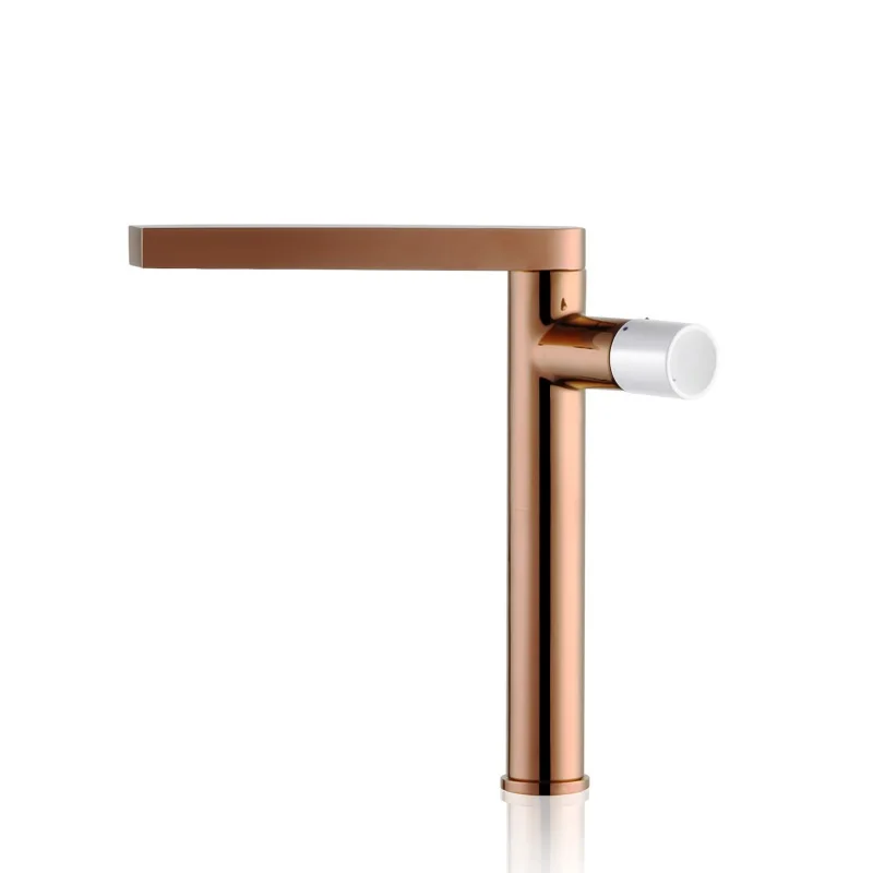 MTTUZK Brass Rose Gold Faucet Rotating Hot and Cold Basin Mixer Tap Black Above Counter Basin Faucet Round Crane Torneira