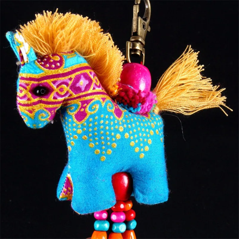 Glamorous Thailand Horse Crafts Southeast Asia My Pony Rainbow Pompom Keychain Charm Bag Pendant ethnic Wool Balls Hanging Decor