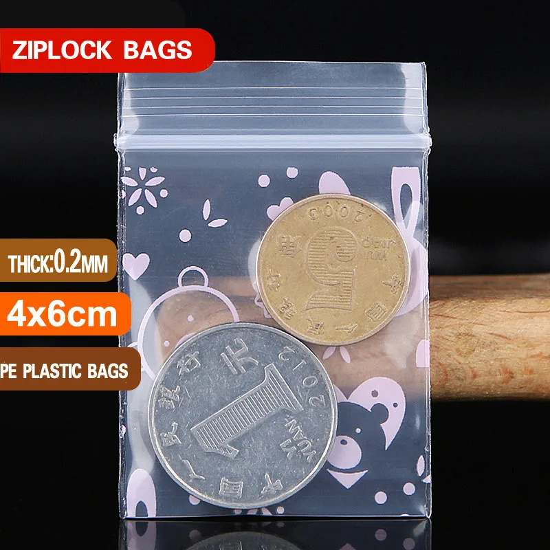 Small Colors Plastic Zipper Bags, Ziplock Bag, Ziplock Pill Pack Pouches, Mini Zip lock Bags, Plastic Packaging Bag, 0.2mm