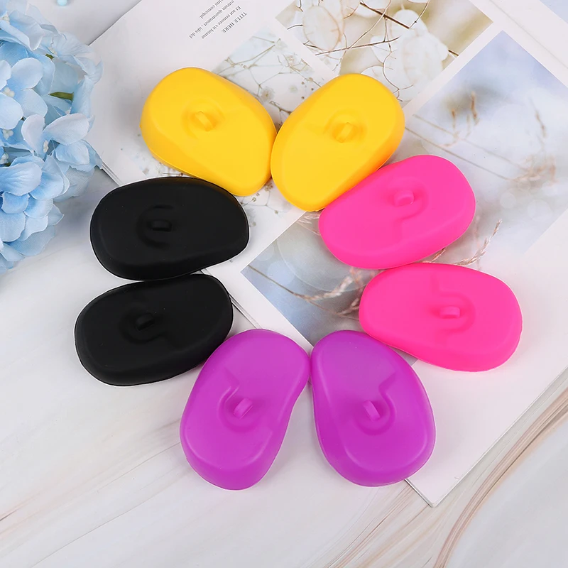 2pcs Salon Hair Dye Silicone Ear Cover Shield Barber Shop Anti Staining Earmuffs Ears Diving Shower Anti-Noise Sleeping Ear Plug