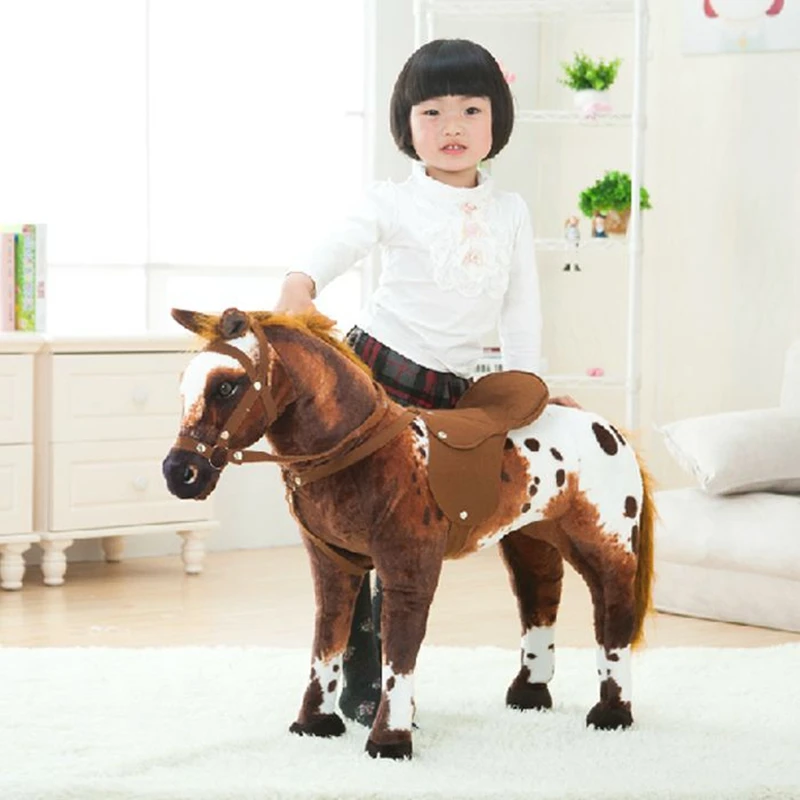 Dorimytrader 82x62cm Soft Simulation Animal War Horse Plush Toy Gift for Children Photography Props