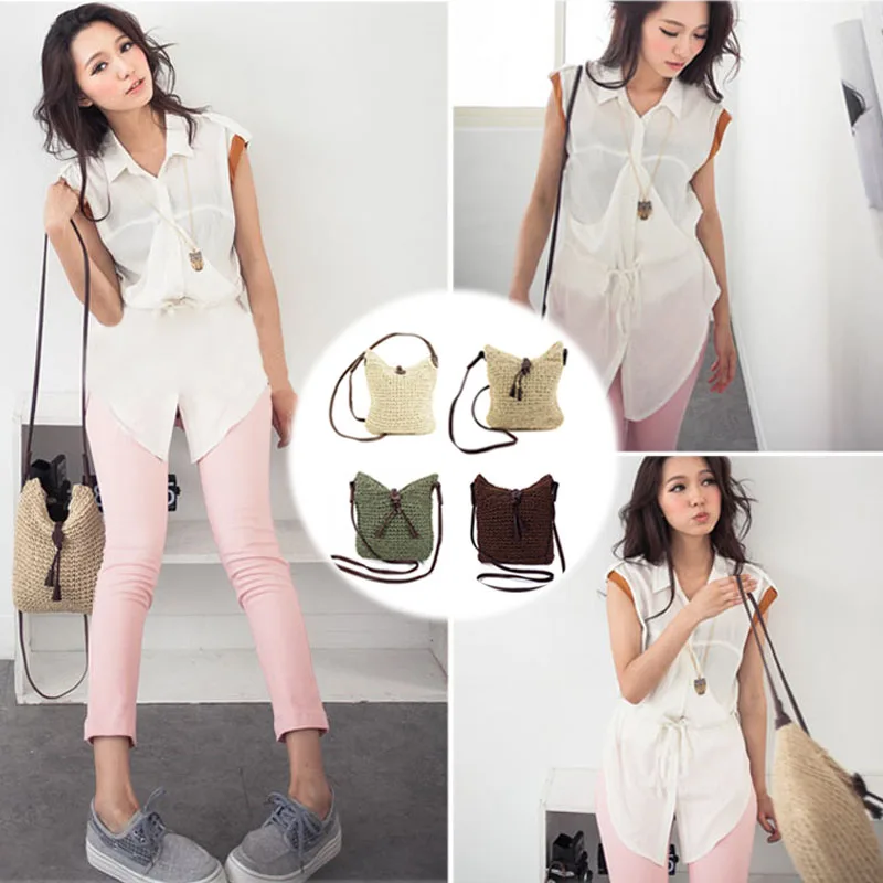 New Fashion Women Shoulder Bags Straw Summer Beach Bag Weave Crossbody Bags Travel Lady\'s Bag Bolsos Mujer De Marca Famosa 2018