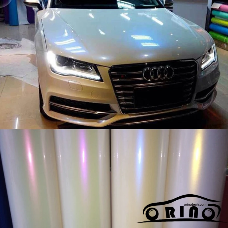 Matte & Glossy Pearl White Gold Blue Purple Pink Chameleon Vinyl Wrap Metallic Satin Pearl Car Film Sticker Wrapping AIR FREE