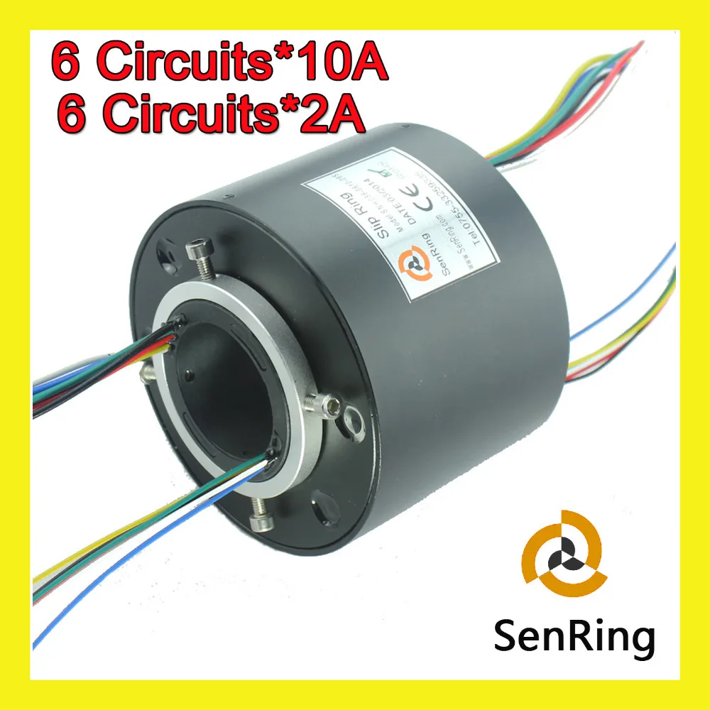 Electrical rotary connector 1.5'' bore size(38.1mm) with 6 circuits 10A,6 circuits signal of through hole slip ring