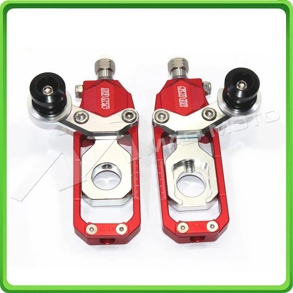 

Motorcycle Chain Tensioner Adjuster with paddock bobbins kit for Kawasaki Ninja ZX10R ZX-10R ZX 10R 2008 2009 2010 Red&Silver