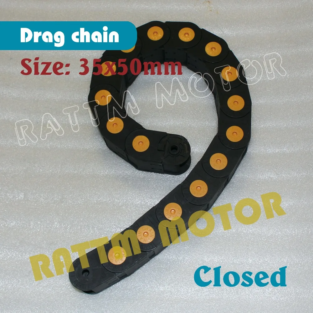 1M 35 x 50mm Cable drag chain wire carrier with end connectors plastic towline for CNC Router Machine Tools