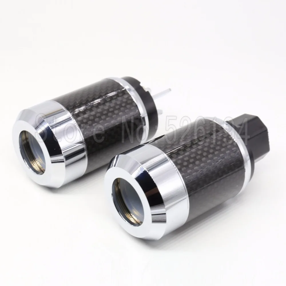 One Pair Carbon Fiber Rhodium Plated AU Version Power Connector Plug With Audio Power Cable