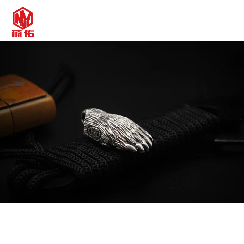 

1Pcs Hand Carving Works EDC Tool Equipment Claw 925 Sterling Silver Bear Paw Necklace Accessories Hand Pendant Knife Beads