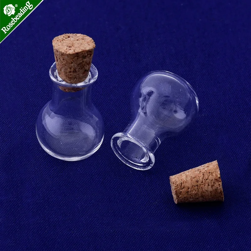 10pcs Glass Jars 14x26mm Clear glass for jewelry Bottles with cork