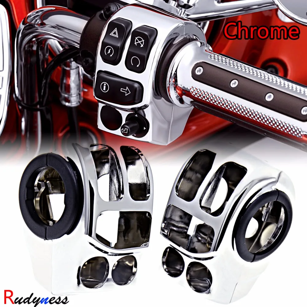 L&R Chrome Handlebar Control Switch Housings For Harley Touring Electra Street Glide Road King 2014 2015 2016 2017 2018 19 20-22