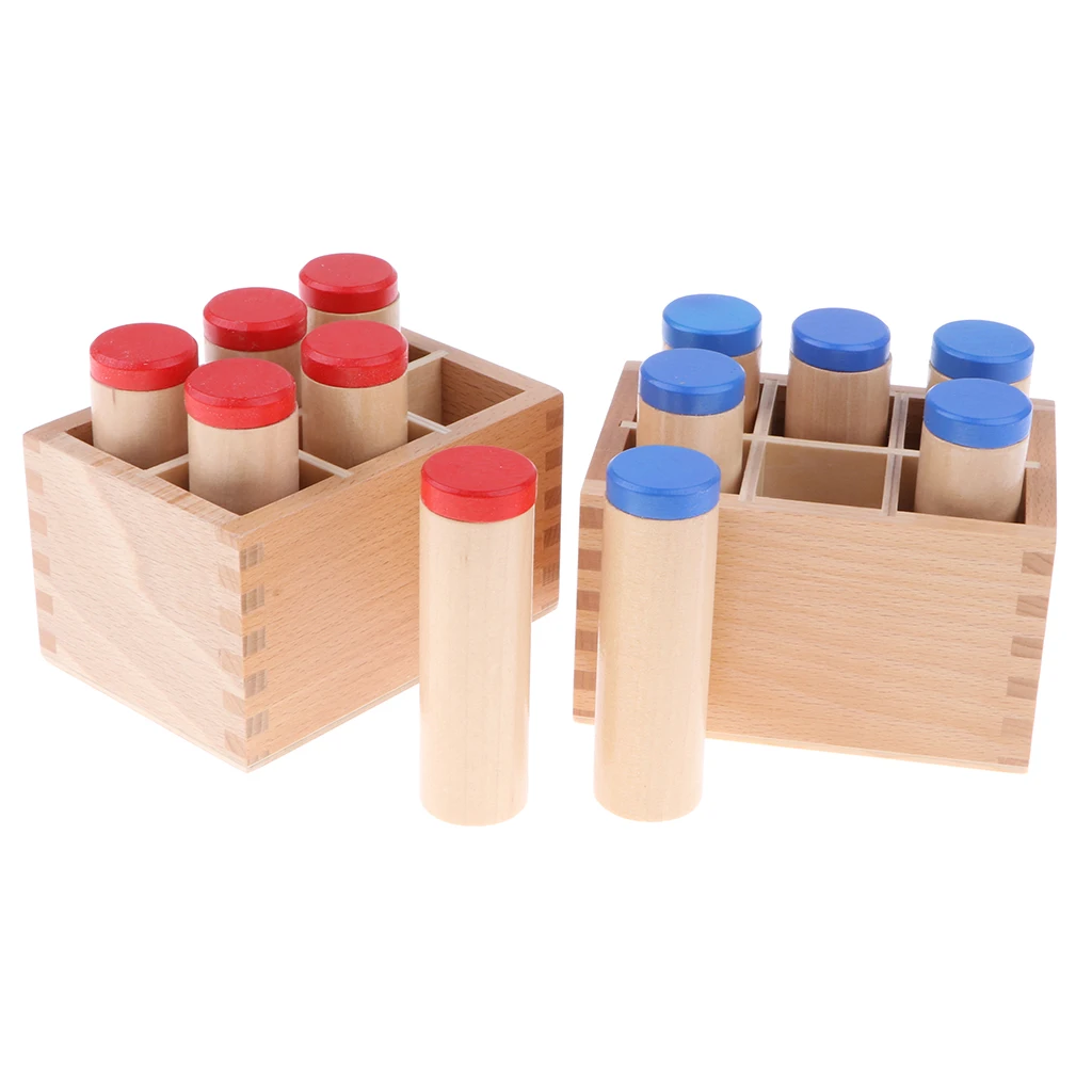 Wooden Montessori Teaching Aid - 12pcs Sound Cylinders Box Set Kids Children Preschool Sensory Educational Toy