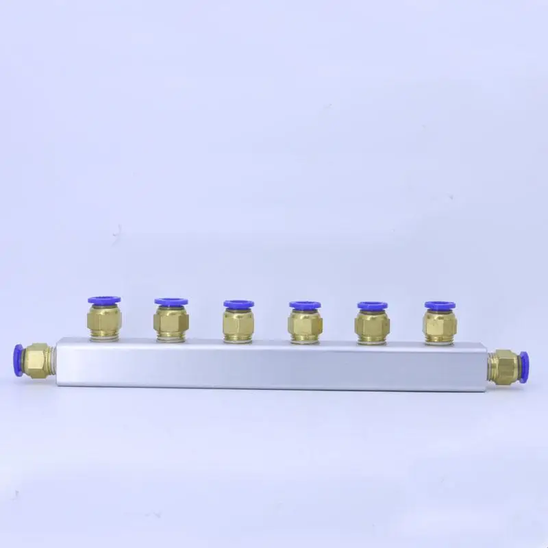 

Set 20x20mm Push Fit 8mm 6 Way 9 Port Pneumatic Fitting Manifold Block Splitter