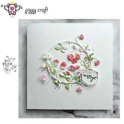 Piggy Craft metalowe matryce do wycinania matryce do wycinania gałąź truskawki winorośli papier do scrapbookingu nóż rzemieślniczy forma ostrze dziurkacz szablony matryce