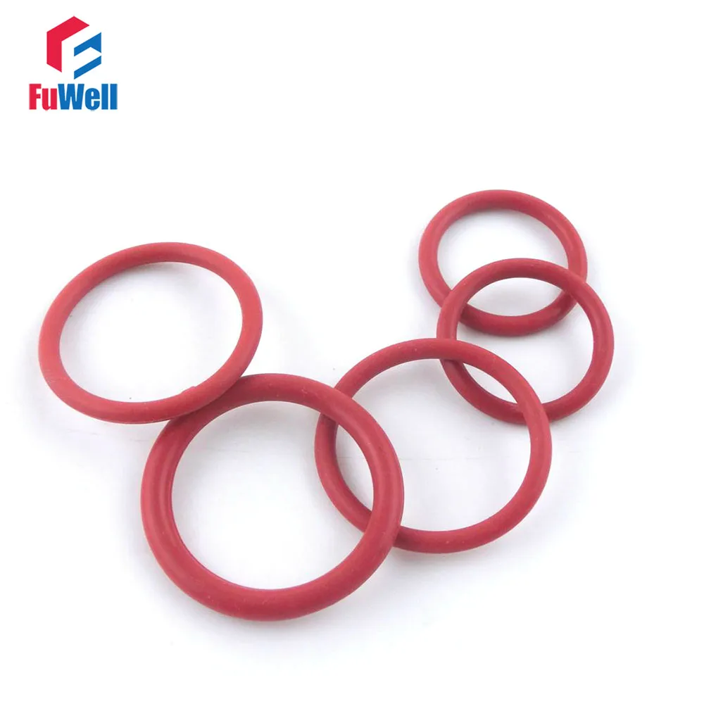 200pcs 2.4mm Thickness Silicon O-ring Sealing 17/18/19/20/21/22/23/24/25/26mm OD Red Rubber O Rings Seals Gaskets Washers