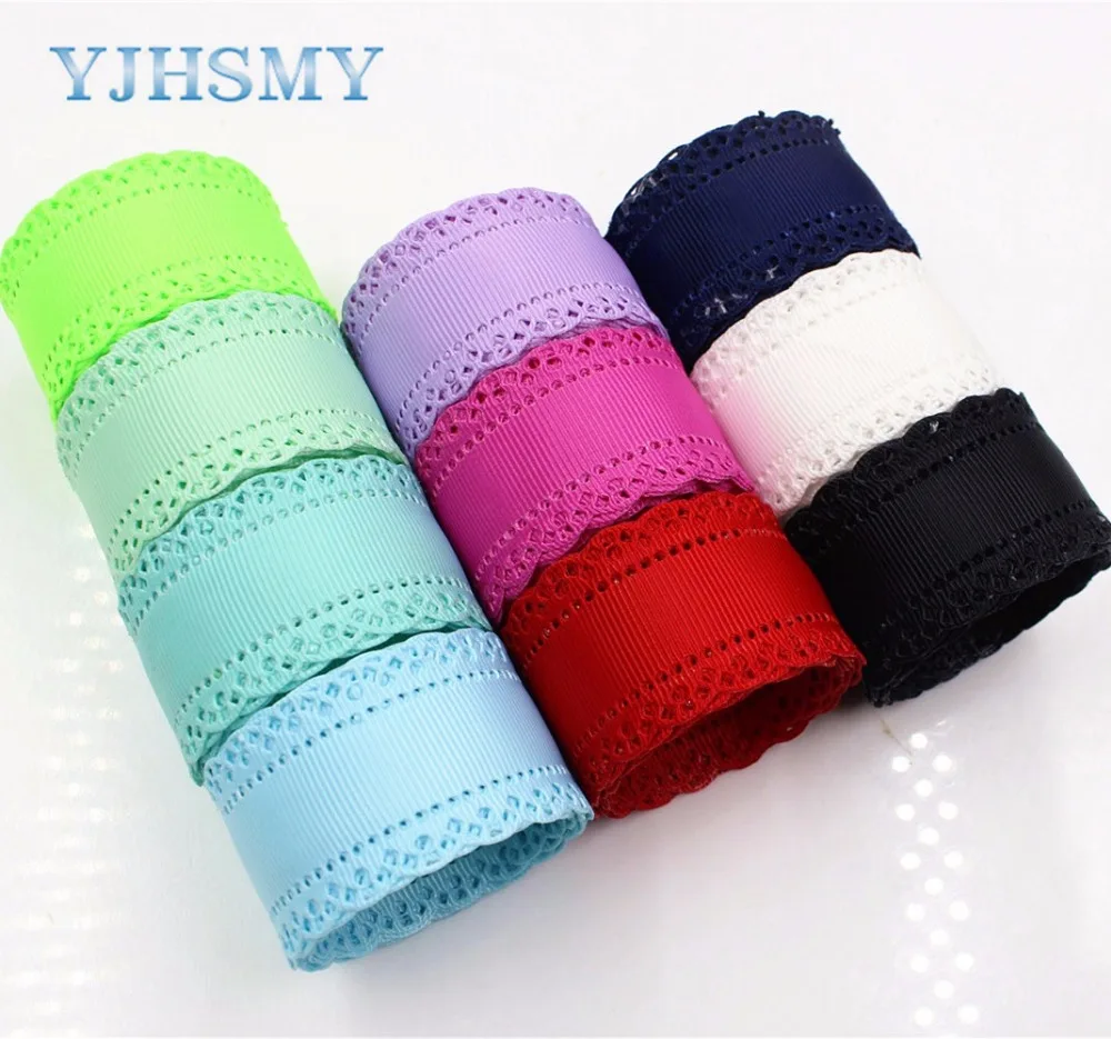 YJHSMY 177034 ,10 yards  hot sale 30mm hollow Flowers solid Grosgrain Ribbon, DIY handmade materials,Clothing accessories