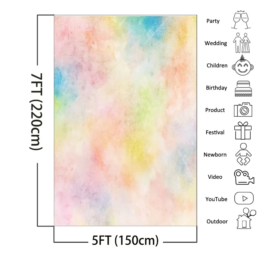 Watercolor Abstract Photography Backdrops Colorful Party Backdrop Baby Portrait Photo Studio Photobooth Background