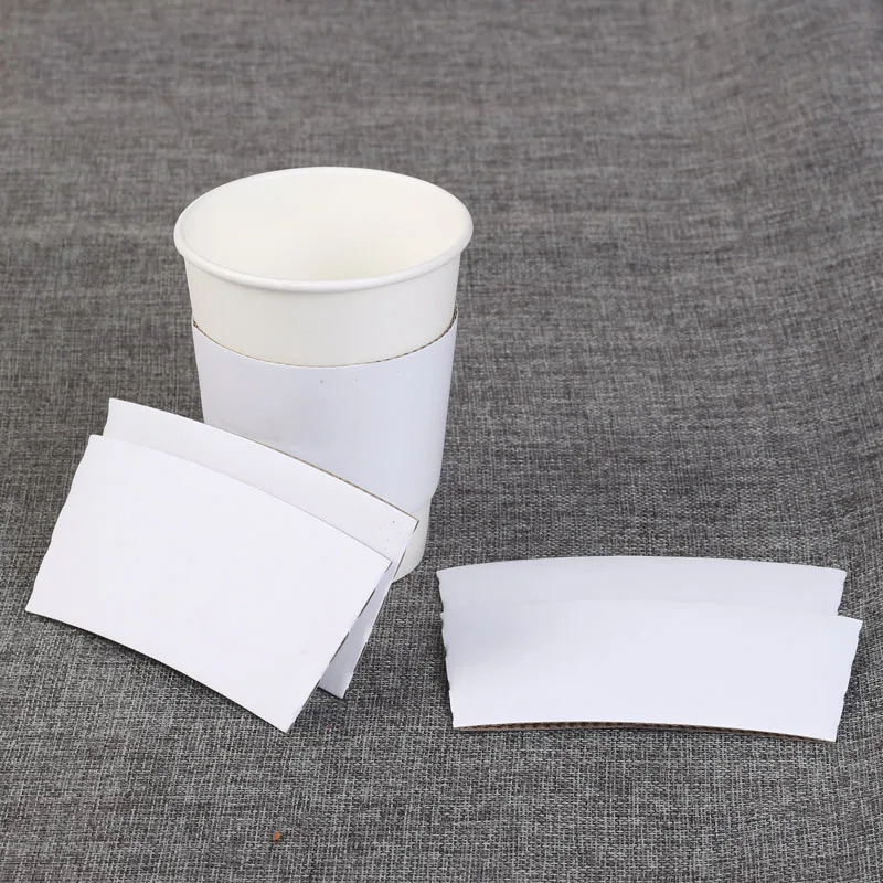 100pcs Disposable Cup Sleeve For 12/16oz Cups Blank Double-deck Kraft Paper Coffee Tea Juice Cup Sleeve Anti-hot Customized