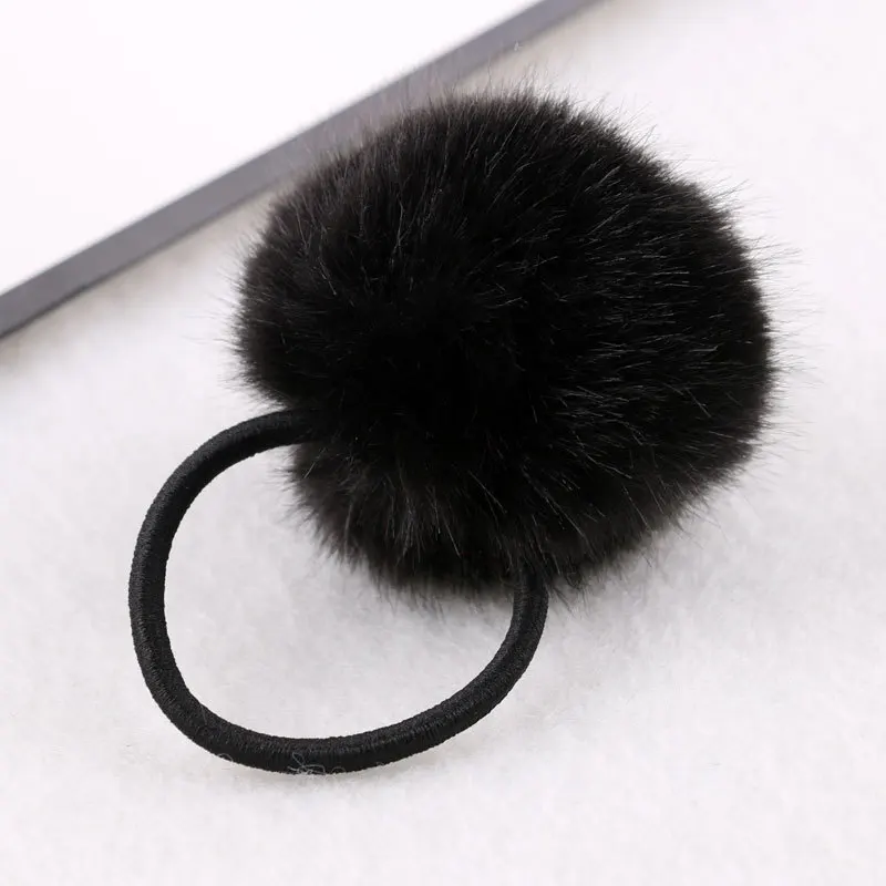 New Hot Lovely Fashion Women Girls Warm Artificial Fake Rabbit Fur Ball Girls Elastic Hair Rope Party Vacation Headdress