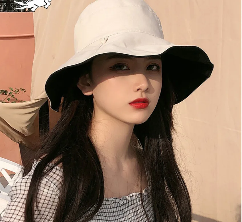 summer hat sun hat foldable sun blockRaffia Bow Sun Hat Wide Brim Floppy Summer Hats For Women Beach hat Double-sided wearable