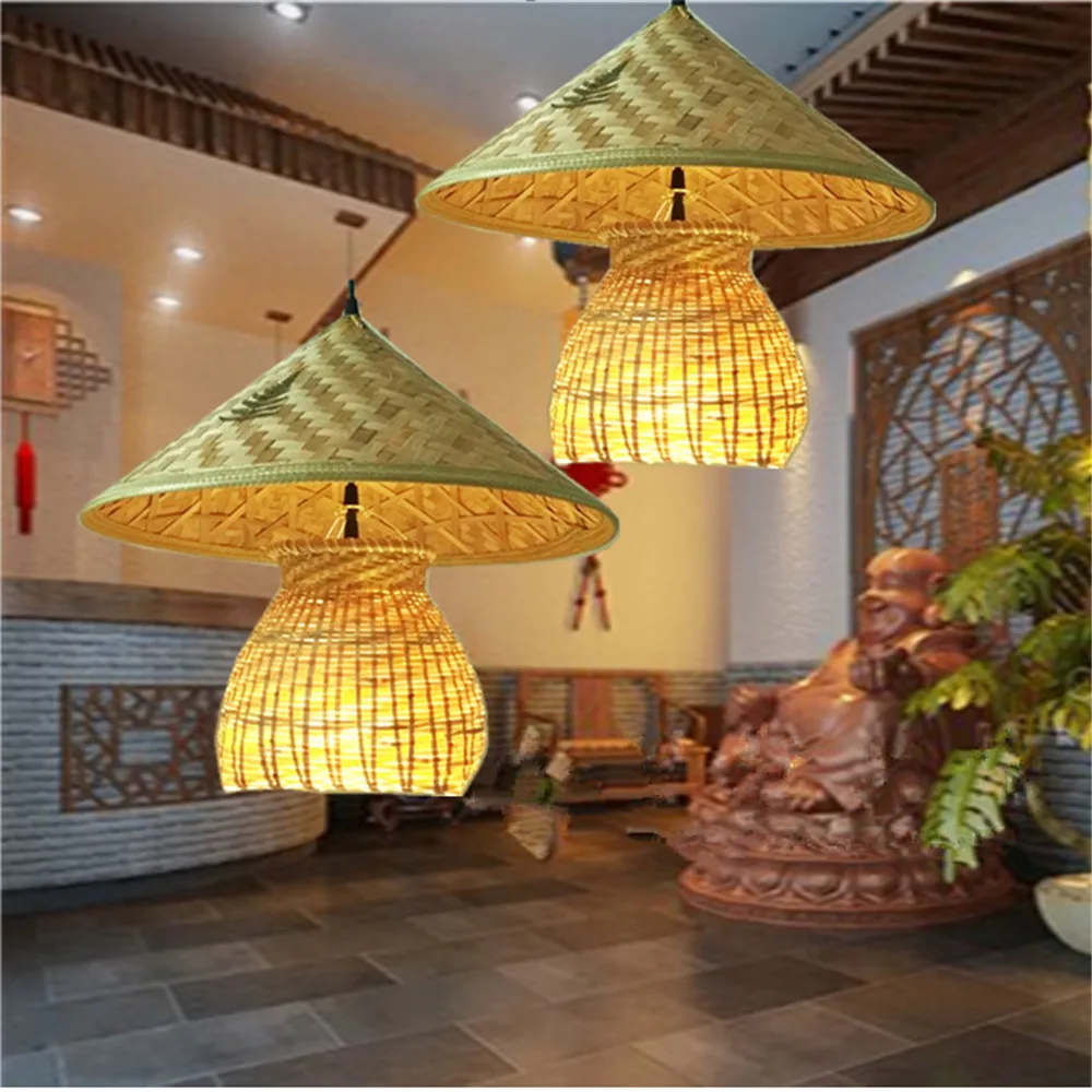 Creative personality restaurant Pendant Lights bar decoration lamp Chinese bamboo hats lamp Hot pot restaurants Pendant Lamp